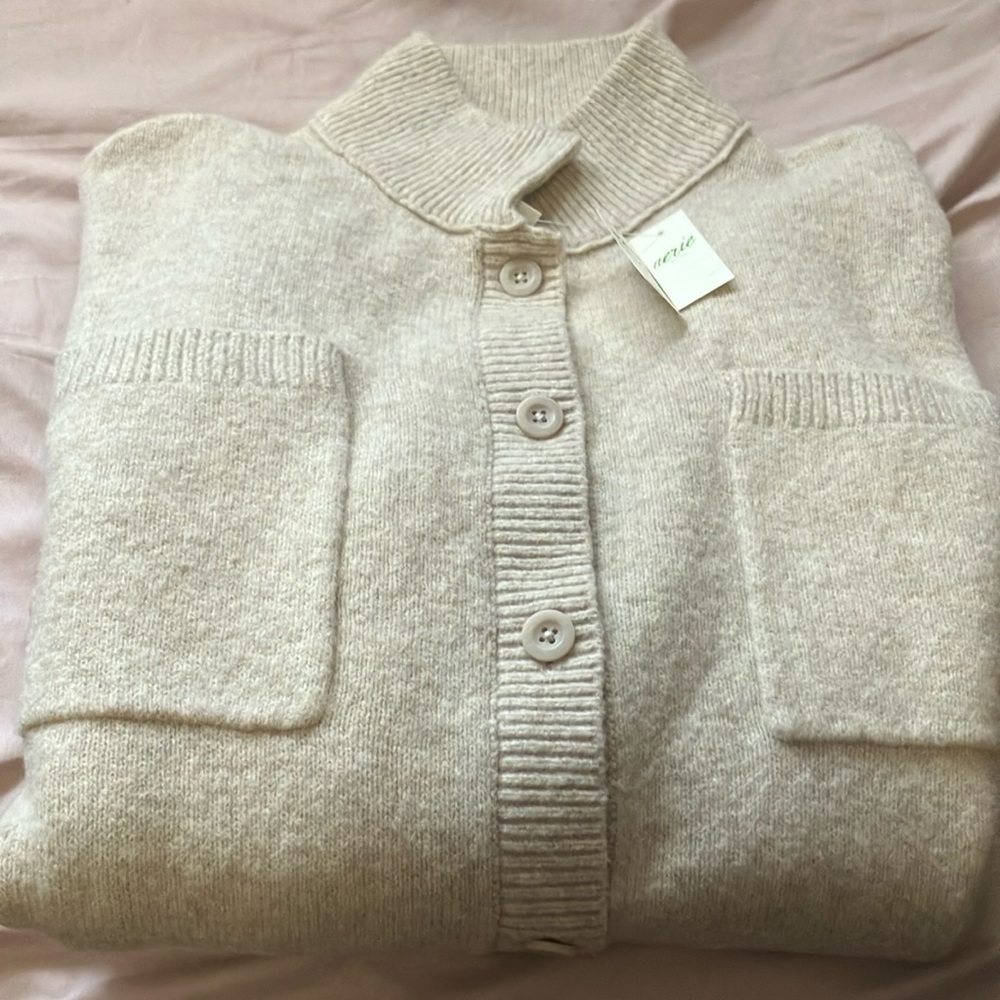 Cream Button-Up Women's Cardigan